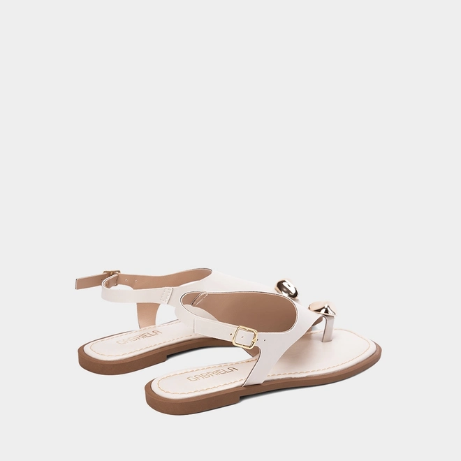 Sandália Rasteira Gabriela Enfeite Bold Off White