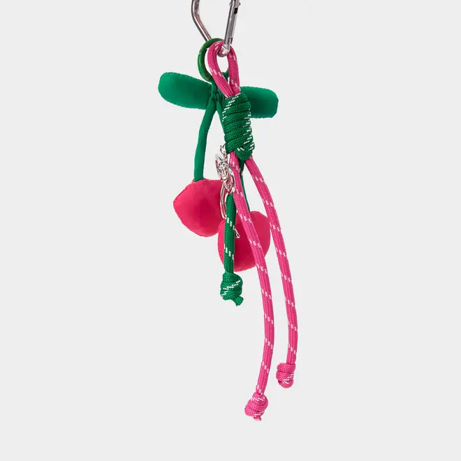 Chaveiro Charm STZ Cereja Rosa e Verde com Cordões