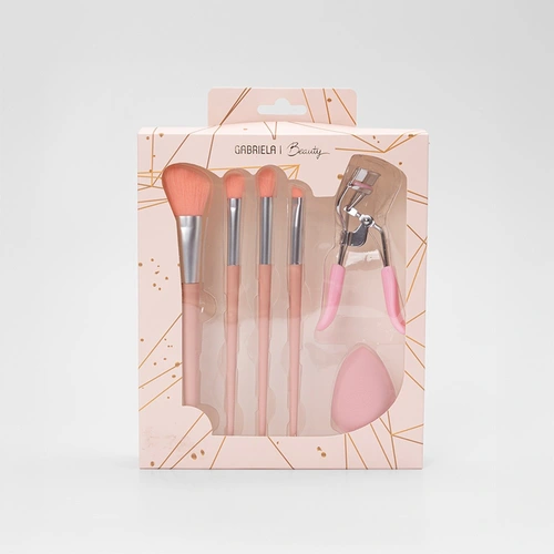 Kit Maquiagem Gabriela Beauty Pincéis & Curvex Rosa