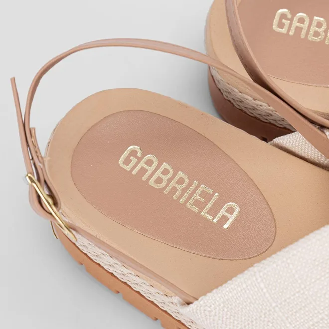 Sandália Gabriela Flatform Tratorada Nó Linho Off-White