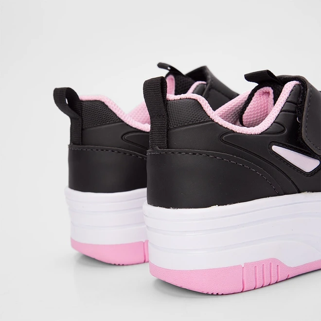 Tenis Infantil Vertus Rodinha Skatenis Rosa & Preto