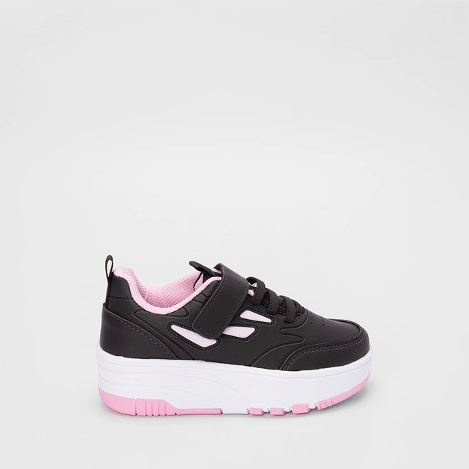 Tenis Infantil Vertus Rodinha Skatenis Rosa Preto