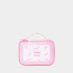 Necessaire Qualis Estampa Minhas Coisas Vinil Rosa