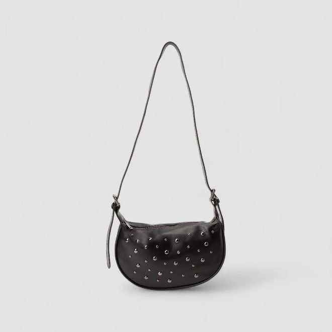Bolsa Baguete Transversal Gabriela Esferas Preto