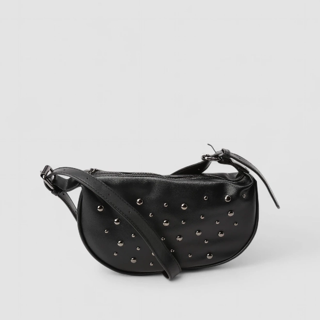Bolsa Baguete Transversal Gabriela Esferas Preto