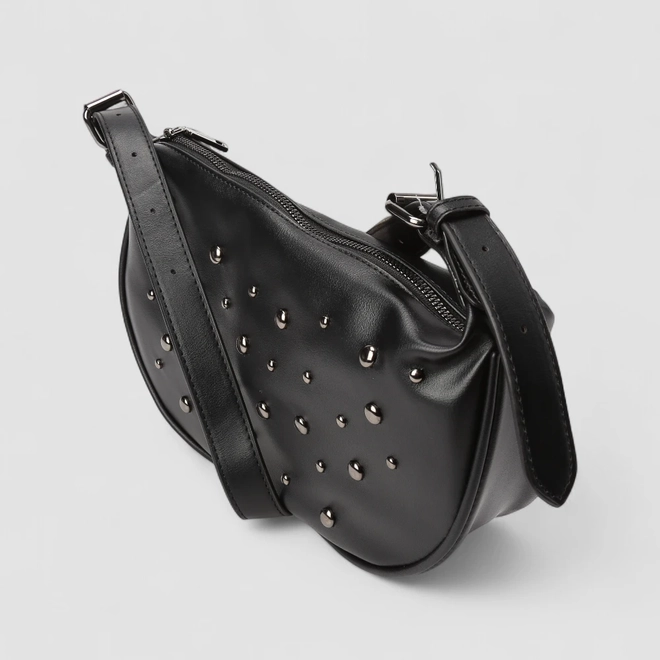 Bolsa Baguete Transversal Gabriela Esferas Preto