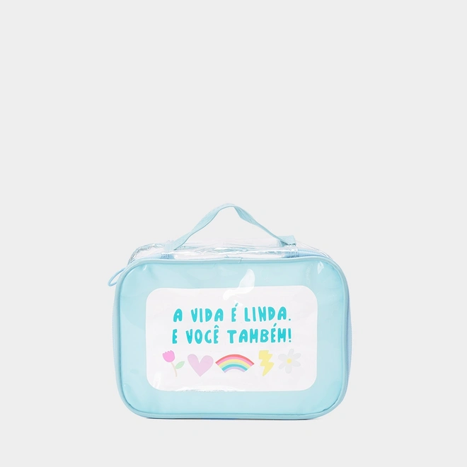 Necessaire Qualis Estampa A Vida É Linda e Você Também Azul