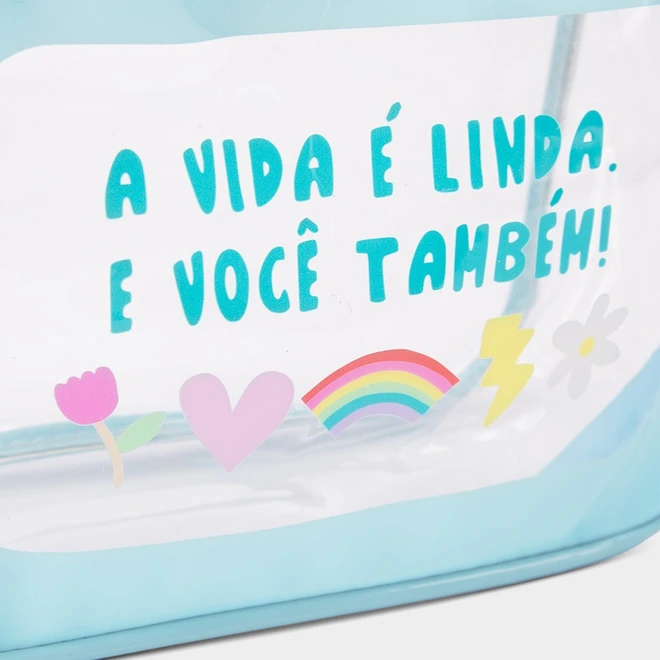 Necessaire Qualis Estampa A Vida É Linda e Você Também Azul