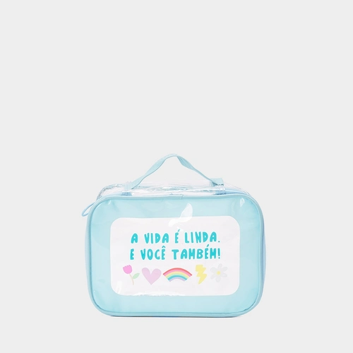 Necessaire Qualis Estampa A Vida É Linda e Você Também Azul
