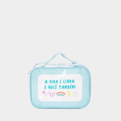 Necessaire Qualis Estampa A Vida É Linda e Você Também Azul