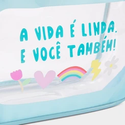 Necessaire Qualis Estampa A Vida É Linda e Você Também Azul