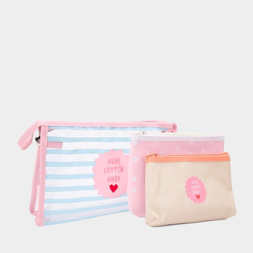 Kit Nécessaire Qualis Aqui Contém Amor Multicolor