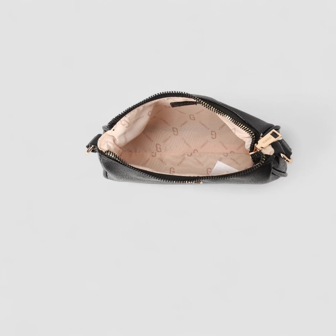 Bolsa Baguete Gabriela Pequena Transversal Texturizada Preto