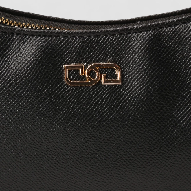 Bolsa Baguete Gabriela Pequena Transversal Texturizada Preto