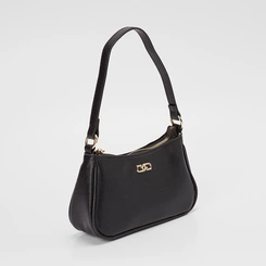 Bolsa Baguete Gabriela Pequena Transversal Texturizada Preto