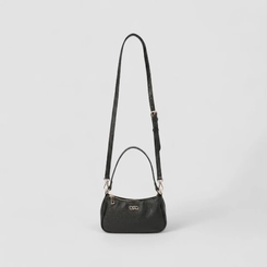 Bolsa Baguete Gabriela Pequena Transversal Texturizada Preto