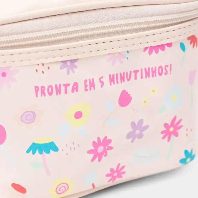 Necessaire Qualis Estampa Pronta Em 5 Minutinhos Flores Bege