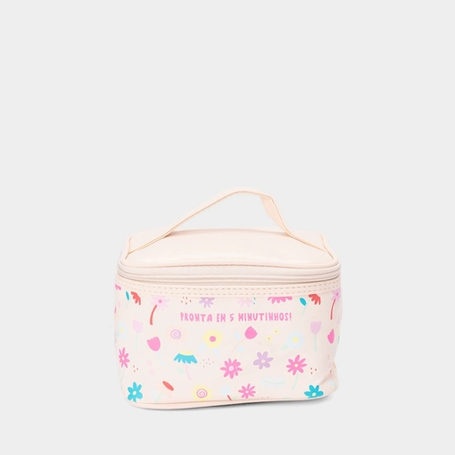 Necessaire Qualis Estampa Pronta Em 5 Minutinhos Flores Bege