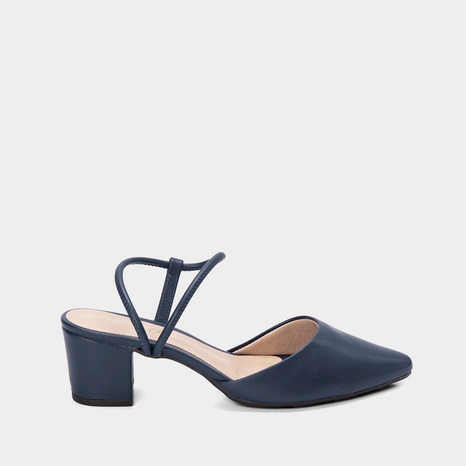 Scarpin Slingback Feminino Penélope Salto Bloco Marinho