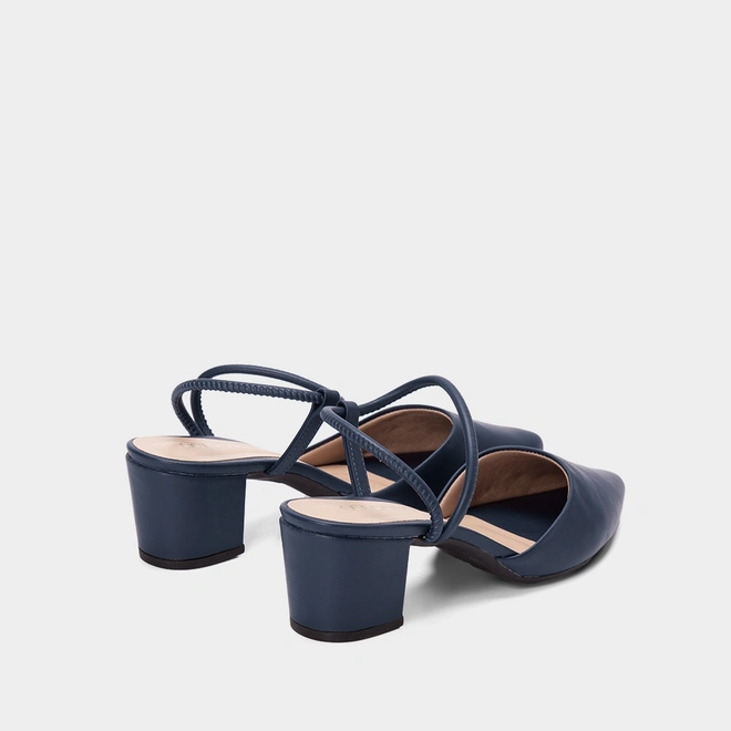 Scarpin Slingback Feminino Penélope Salto Bloco Marinho