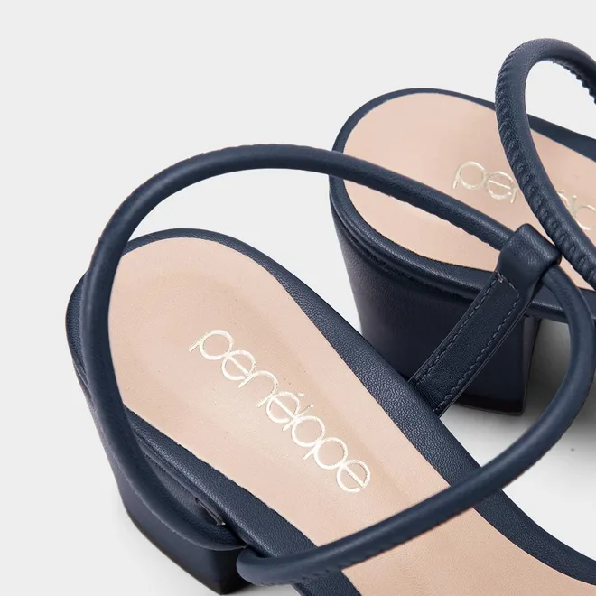 Scarpin Slingback Feminino Penélope Salto Bloco Marinho