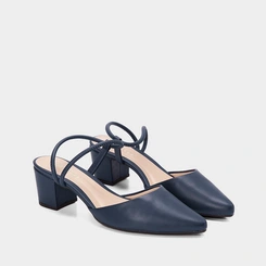Scarpin Slingback Feminino Penélope Salto Bloco Marinho