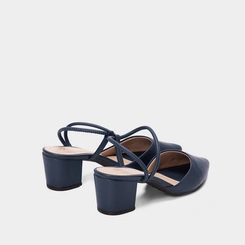Scarpin Slingback Feminino Penélope Salto Bloco Marinho