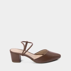 Scarpin Slingback Feminino Penélope Salto Bloco Marrom
