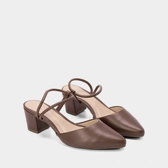 Scarpin Slingback Feminino Penélope Salto Bloco Marrom
