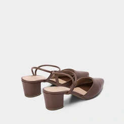 Scarpin Slingback Feminino Penélope Salto Bloco Marrom