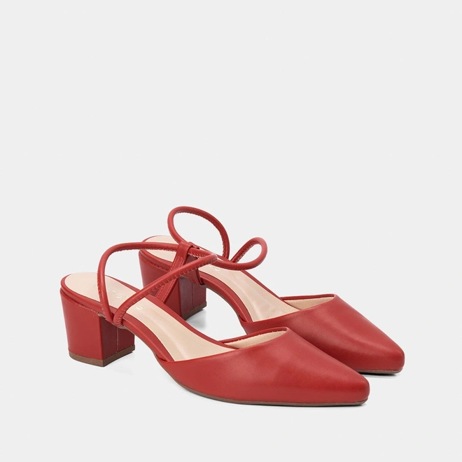 Scarpin Slingback Feminino Penélope Salto Bloco Vermelho