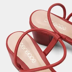 Scarpin Slingback Feminino Penélope Salto Bloco Vermelho