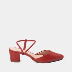 Scarpin Slingback Feminino Penélope Salto Bloco Vermelho