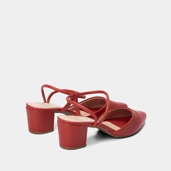 Scarpin Slingback Feminino Penélope Salto Bloco Vermelho