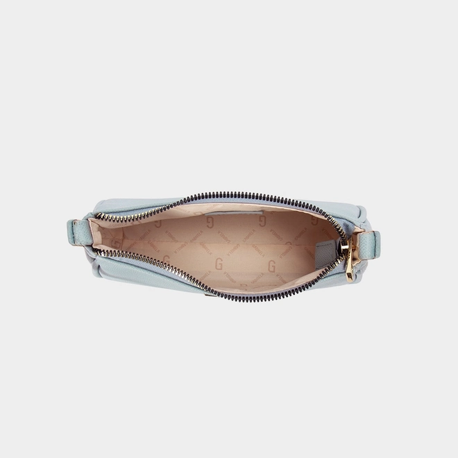 Bolsa Baguete Gabriela Pequena Transversal Texturizada Azul