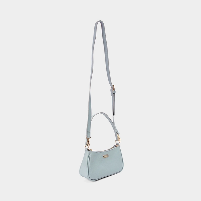 Bolsa Baguete Gabriela Pequena Transversal Texturizada Azul