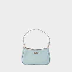 Bolsa Baguete Gabriela Pequena Transversal Texturizada Azul