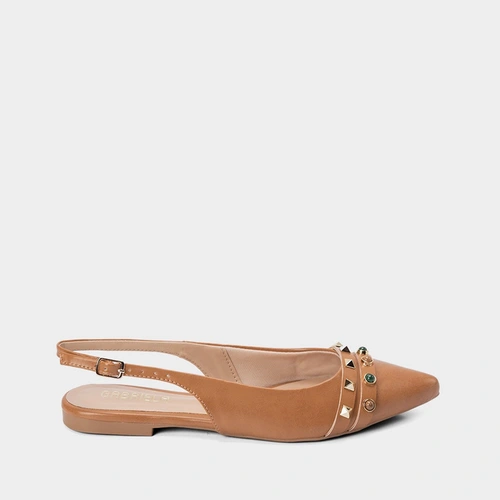 Sapatilha Slingback Gabriela Pedraria Caramelo