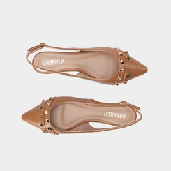 Sapatilha Slingback Gabriela Pedraria Caramelo