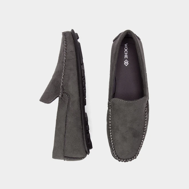 Mocassim Masculino Woche Camurça Cinza