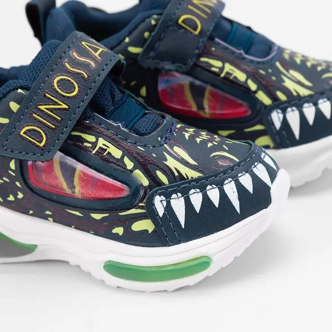Tênis Casual Bebê Vertus Dinossauro Led Marinho