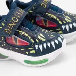 Tênis Casual Bebê Vertus Dinossauro Led Marinho