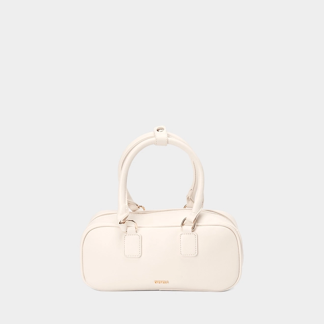 Bolsa Baú Gabriela Pequena Detalhe Tira Botão Off White