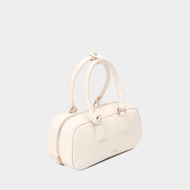 Bolsa Baú Gabriela Pequena Detalhe Tira Botão Off White