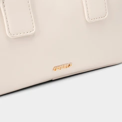 Bolsa Baú Gabriela Pequena Detalhe Tira Botão Off White