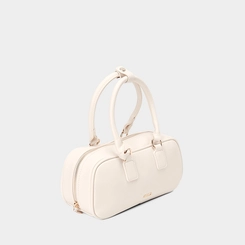 Bolsa Baú Gabriela Pequena Detalhe Tira Botão Off White