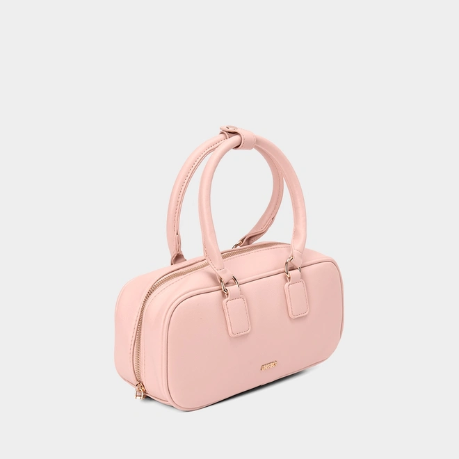 Bolsa Baú Gabriela Pequena Detalhe Tira Botão Rosa