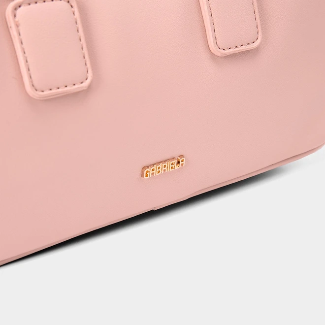 Bolsa Baú Gabriela Pequena Detalhe Tira Botão Rosa