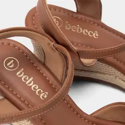 Sandália Espadrille Salto Médio Anabela Nobuck Caramelo