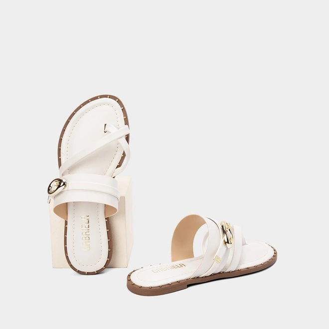 Rasteira de Dedo Feminina Gabriela Fivela Off White